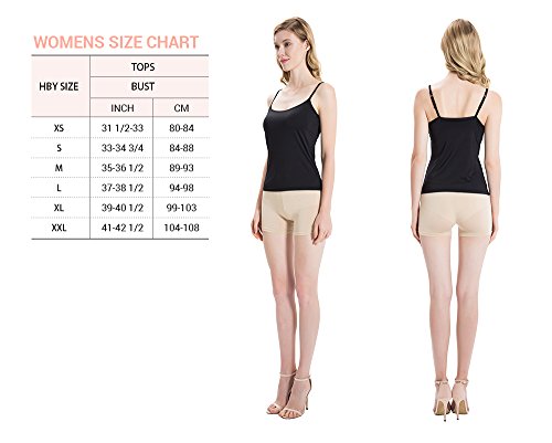 HBY Womens Camisole Built In Shelf Padded Bra Cami Bra Adjustable Straps Tank Top Solid Color Black Large - Thumbnail 4