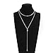 Wowanoo Vintage Double Layer Alloy Crystal Choker Necklace with Long Chain Pendant Silver2