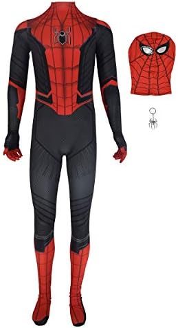 wjjoy 2019 New Far from Home New Spiderman Cosplay Costumes Zentai Halloween Suit and Key Ring Adult/Kids 3D Style