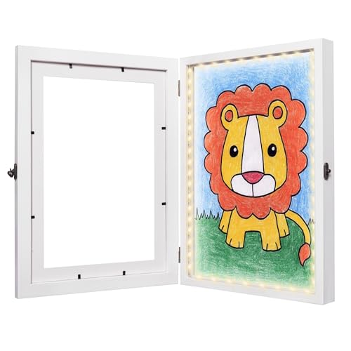 Tektalk Kids Art Frames with LED Lights, Front Opening Kids Artwork ...