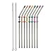 RAINIER Set of 8 Reusable Stainless Steel Metal Drinking Straws With Silicone Tips, Silencers, 2 Cleaning Brushes | Fits Yeti RTIC Tervis 20 oz Tumbler| Extra Long Angled 9 Inch Eco Friendly