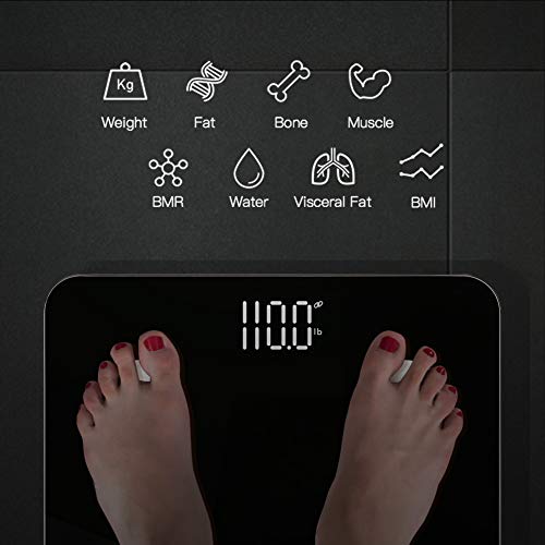 Bluetooth Body Mass Scale, HYLOGY Smart Wireless Digital Bathroom Fat Scale with iOS and Android App for Body Weight, Body Fat,Body Moisture Rate,Muscle Mass,BMI,BMR,Bone Mass and Visceral Fat - Thumbnail 3