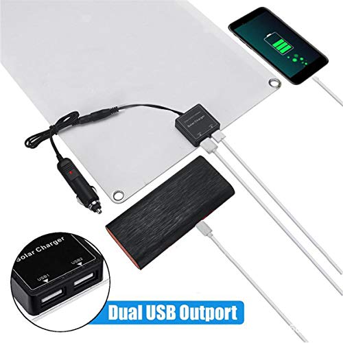 Solar Panel 50W 18V 12V Bendable Flexible, Waterproof Solar Car Battery Charger Maintainer Portable Trickle Charger ,Charging Clip Line for Motorcycle RV Boat with 10A Charge Controller Kits