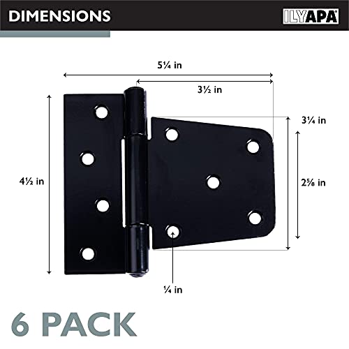 Ilyapa Heavy Duty Shed Door Hinges, 6 Pack Black Square Hinges for