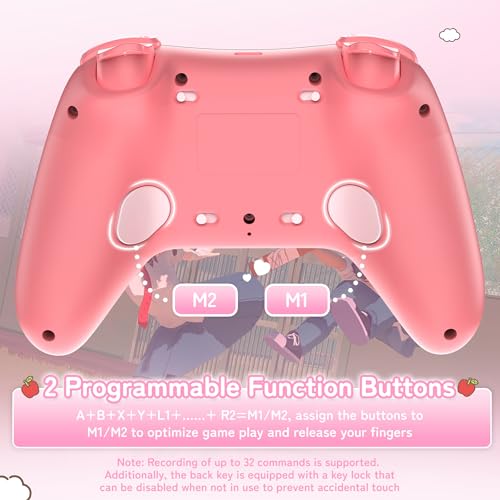 Kuitmor Hall Effect Wireless Controllers for Switch 2/1/OLED/Lite, PC, Android, iOS/2.4G Receiver + Bluetooth,1000mAh Battery, 6-Axis Gyro, Dual Vibration, RGB Breathing Li (Pink)