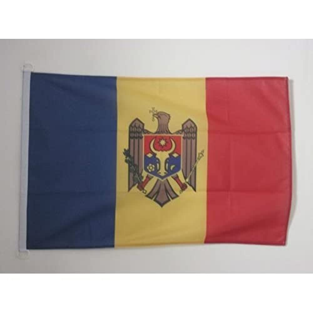 AZ FLAG - Moldova Flag - 2x3 Ft - For Outdoor - Moldovan Banner Knitted Polyester with Two Plastic Rings - Fade Resistant - Vivid Colors - 2' x 3' Feet - 90x60 Cm