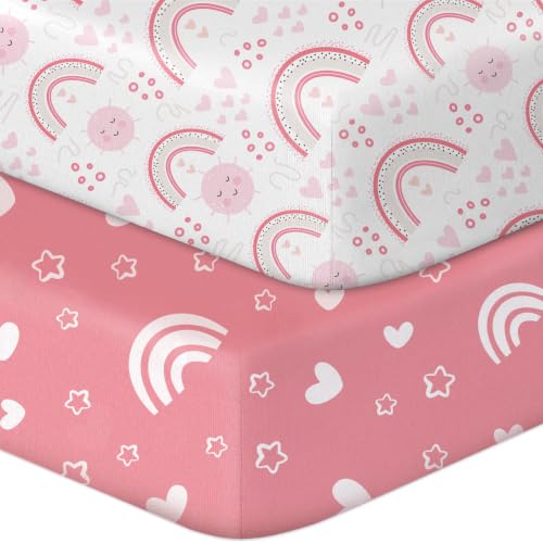 Playard Sheets 2 Pack Rainbow Heart