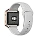 UMTELE Soft Silicone Replacement Strap with Rose Gold Frame for Fitbit Blaze Smart Fitness Watch, Small, Silver