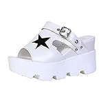 Women Flip Flops, Mosunx(TM) Fish Mouth Casual Shoes Platform Wedges Five-Star Sandals Shoes (38(US:7), White)