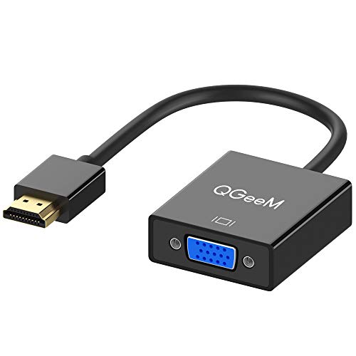 HDMI to VGA,QGeeM Gold-Plated HDMI to VGA Adapter (Male to Female) for Computer,Desktop,Laptop,PC,Monitor,Projector,HDTV, Chromebook,Raspberry Pi,Roku,Xbox and More(Black)