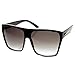 zeroUV - Large Oversized Retro Fashion Square Flat Top Sunglasses (Black-Silver)