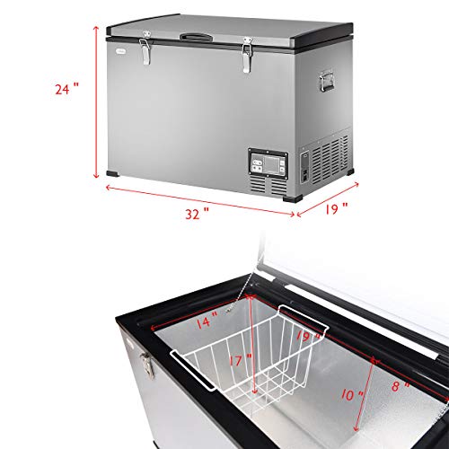 COSTWAY Chest Freezer, 100Quart Compressor Travel Car Freezer, 0.4°F