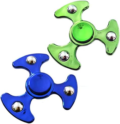 Spinnergy Fidget Spinner 2 Pack with Metal Bearing Focus Hand Finger Toy (Metallic UFO Blue Green)
