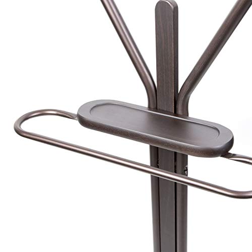 Allblessings Wood & Metal Valet Suit Coat Stand Clothes Hanger Men Suit Rack Organizer Bronze