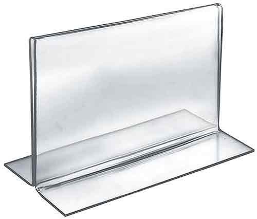 Azar Displays 152721 7-Inch Width by 5.5-Inch Height Double-Foot Acrylic Sign Holder, 10-Pack Image