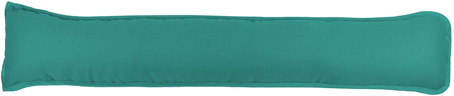 Pavla-Outlet Plain Dyed Fabric Draught Excluder Hollowfibre Filled Draught Stopper Cushion Bottom of Door/Window Draft Guard/Energy Saver Draft Insulator - 90x18cm (Teal, Pack of 1)