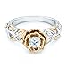 Women's Vintage Two Tone Blooming Rose Bridal Engagement Wedding Halo Promise Eternity Rings