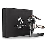 Rabbit Wine Bottle Opener Set: Bronze Metal Manual Wine Opening Accessories Tool Kit for Red, White or Rose Bottles with Elegant Portable Rabbit Opener, Black Foil Cutter, Spiral Corkscrew and Stand