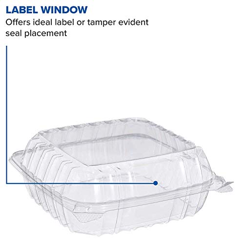 Clamshell Containers 8” Square Clear Hinged [50 Pack] Take-Out Plastic Salad Containers | To-Go Containers [Size: 8 5/16" x 8 5/16" x 3"] - Thumbnail 4