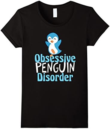 Womens Cute Obsessive Penguin Disorder T-Shirt Medium Black