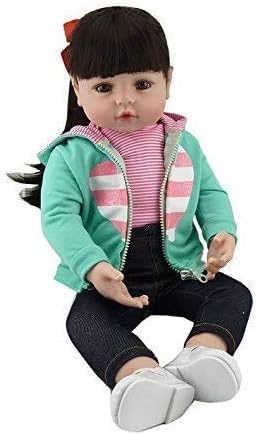 Amazon Co Jp 24インチ 60cm生まれ変わった赤ちゃん人形幼児人形シリコンビニール人形リアルな人形黒い目黒い髪の人形 スポーツ アウトドア