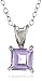 Amazon Collection Sterling Silver 6mm Square shape-Cut Amethyst Pendant Necklace, 18