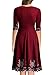 Miusol Women's Vintage Scoop Neck Embroidered Half Sleeve Casual Swing Dress,Wine Red,XX-Large