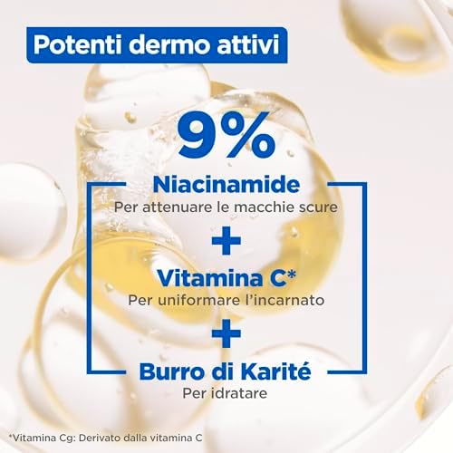 Crema Idratante Anti-Macchie, Per Pelle Secca e Spenta, Pelle Idratata per 48H, Incarnato Luminoso e Uniforme, Con il 9% di Niacinamide, Vitamina C e Burro di Karité, Niacinamide Bright, 400 ml