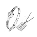MANDI HOME New Silver Stainless Steel Bracelet Love Heart Lock Bangle Key Pendants Necklace