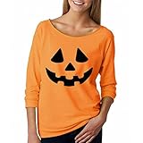 Gillberry Women Halloween Pumpkin Print Long Sleeve Pullover Tops Blouse Shirt