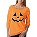 Gillberry Women Halloween Pumpkin Print Long Sleeve Pullover Tops Blouse Shirt