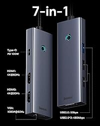 Docking Station Dual Monitor, Baseus 7 in 1 USB C