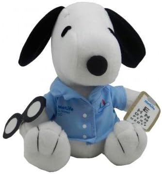 Peanuts Metlife Plush 6.5" Vision Doctor Snoopy Doll with Eyeglasses and Eye Chart
