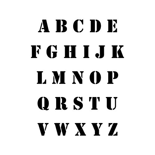 Letter Stencils Kit in Army Style - Plastic Alphabet Stencil Set Uppercase Only - Durable 10 Mil Mylar 1 inch Size