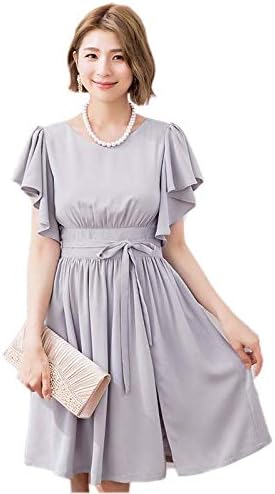 Amazon Chuguang パーティードレス 結婚式 ドレス 二次会 ワンピース フォーマル Aライン スカート 膝下 パーティー 演奏会 謝恩会 同窓会 女子会 グレー 灰 ネイビー 紺 大きいサイズ パーティードレス 通販