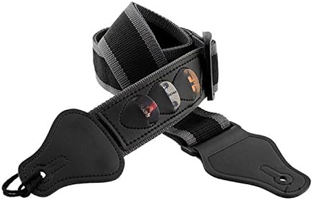 Guitar Straps | HAFUN Bass Guitar Strap with Pick Holder for 3 Guitar Pick Adajustable Band Bass Accessories Black