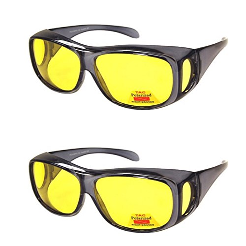 2 Pair Polarized Night Driving Fit Over Size Large - 43199 Black/Black