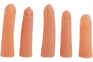 POKINGE 5Pcs Silicone Practice Fingers,Fake Nail Training Finger Soft Realistic Joint Nail Practice Fingers Manicure False Fingers for Hand Nail Art Training Display Tools