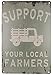 TISOSO Support Your Local Farmers Funny Truck Coffee Cup Signs Retro Vintage Bar Metal Tin Sign Poster Style Wall Art Pub Bar Decor Size 8