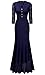 Miusol Women's Retro V Neck Floral Lace 2/3 Sleeve Wedding Party Maxi Dress