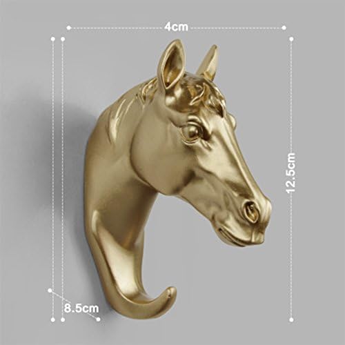 Creative Wall Decorations Animal Head Shaped Single Wall Hook / Hanger Resin Material for Hanging Clothes Coat Hats Keys Bags Purse Towels (Gold Horse)