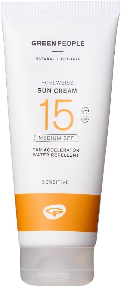 Green People Edelweiss Sun Cream SPF15 Tan Accelerator 200ml Sensitive Skin