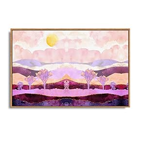 Framed Canvas Home Artwork Decoration Abstract Mountain Nature Scenery Canvas Wall Art for Living Room, Bedroom - 16x24 inches
