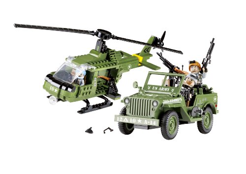 COBI Small Army Jeep Willy's Military B with Helicopter Construction Vehicle