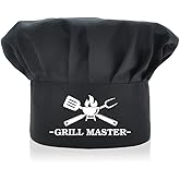 AGMDESIGN Grill Master Chef Hats, BBQ Toque Hats, Funny Chef Wear, Adjustable Kitchen Cooking Hat for Men & Women Black, Mother's Day/Father's Day/Birthday Gift for Him, Her, Mom, Dad, Friend