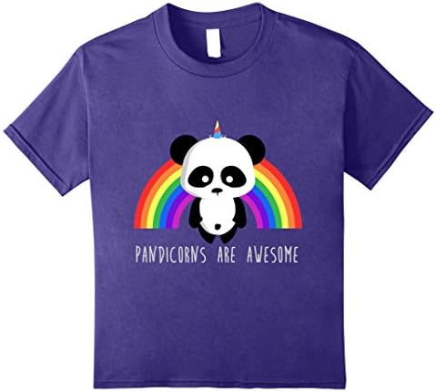 unisex-child Pandicorns Are Awesome Kawaii Rainbow T-Shirt 8 Purple