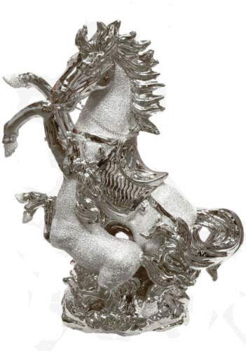 Amazing Crystal Gifts SILVER ITALIAN SILVER CHROME HORSE WITH FOAL HOME DECOR ORNAMENT 25CM TALL GIFT