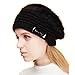 Oenbopo Women's Winter Warm Rabbit Fur Beret Hat Bluetooth Smart Music Hat Cap Wireless Handsfree Headphone Speaker for Cellphone Tablet