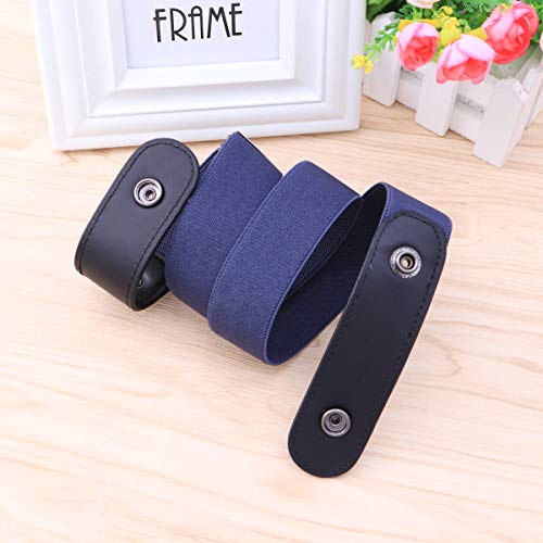 FENICAL Unisex Leather Slim Stretch Invisible Belt Jeans Simple Joker Lazy Belt Buckle Free Stretch Belt Plus Size No Buckle Show Invisible Belt for Jeans Pants Dresses Size 110CM (Denim Blue) - Thumbnail 7
