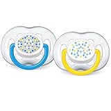 Philips Avent BPA Free Contemporary Freeflow Pacifier, Blue/Yellow, 6-18 Months, 2 Count